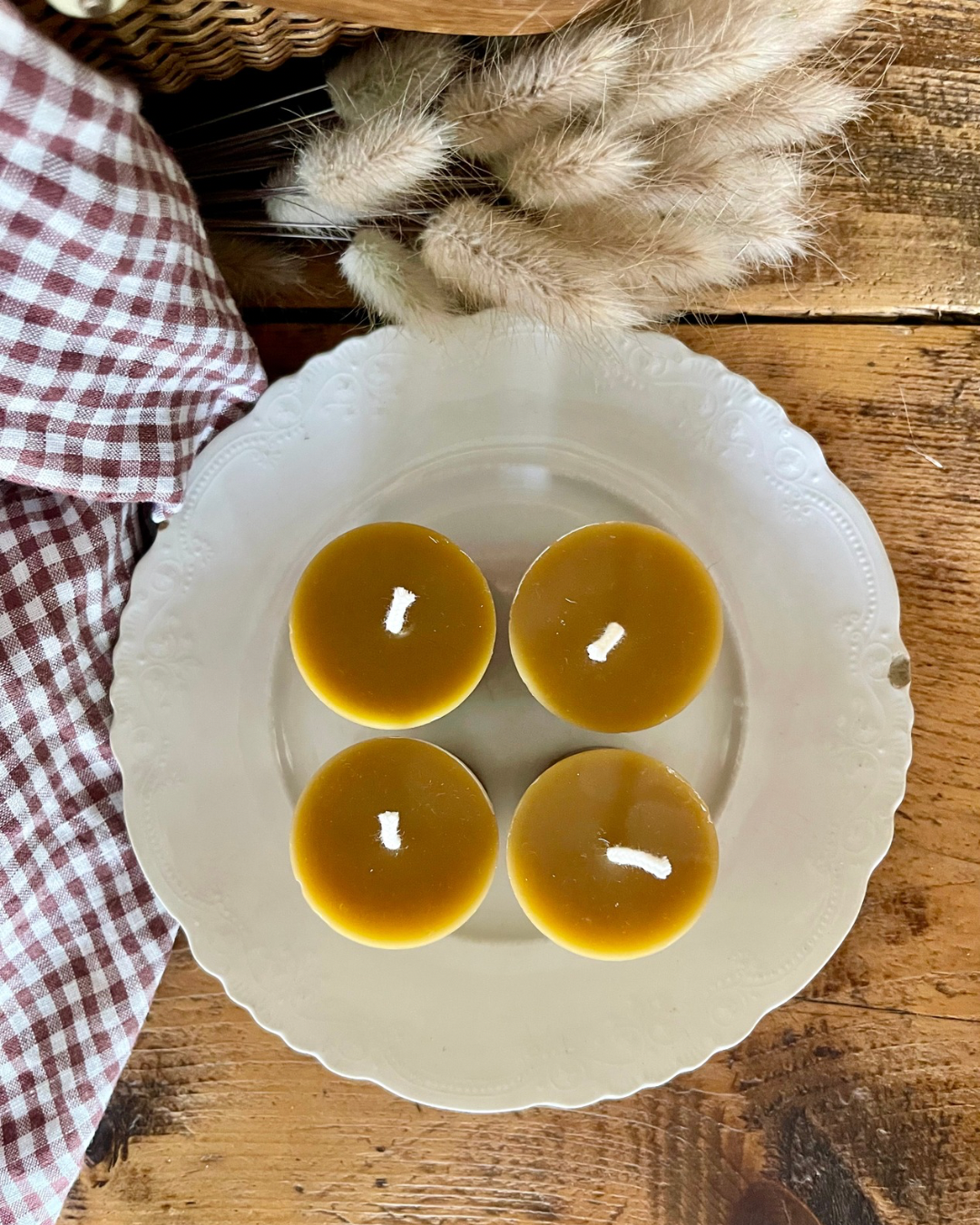 Set of 4 Beeswax Votive Candles